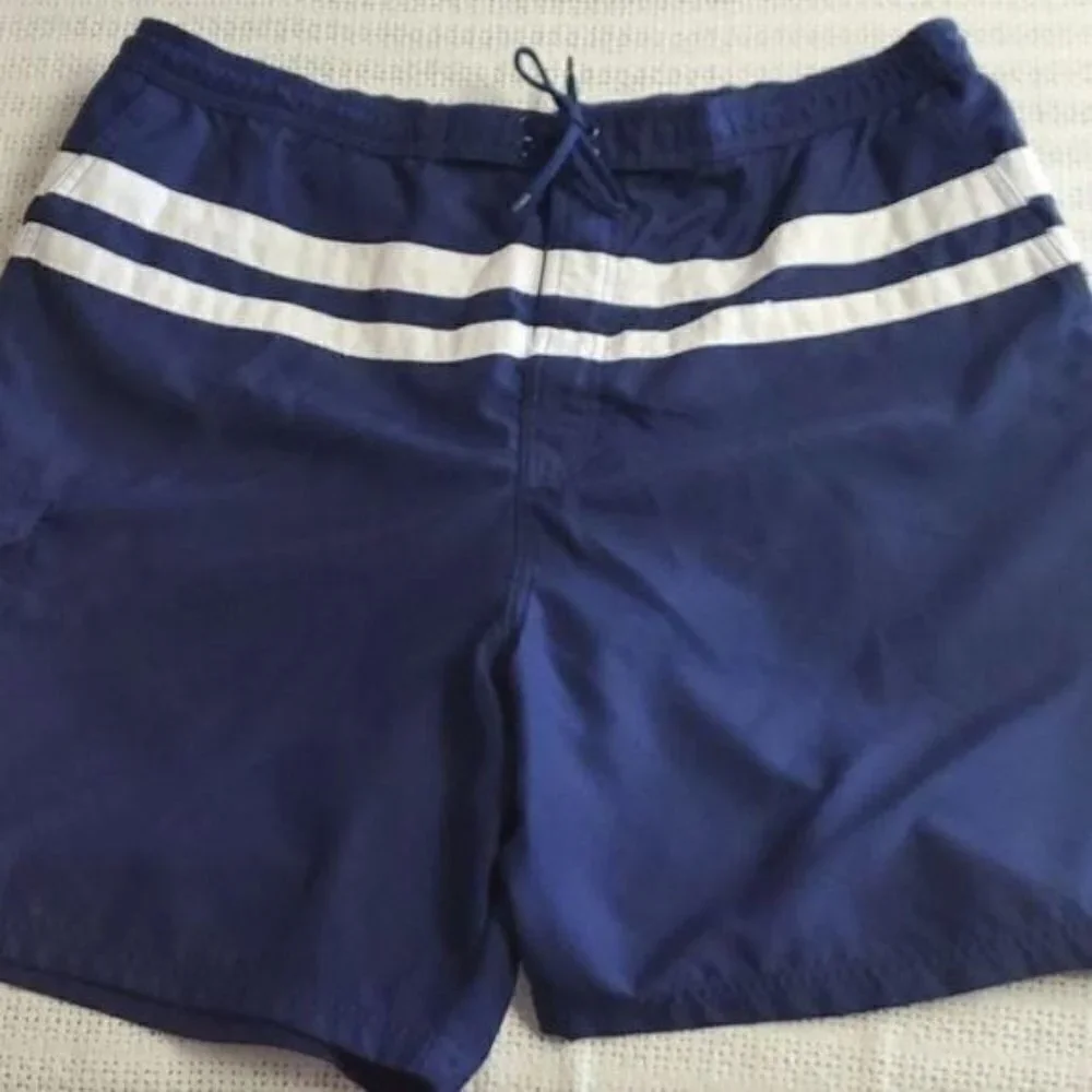 Islander Cinched Lined Striped Sz.‎ L Swim Trunks